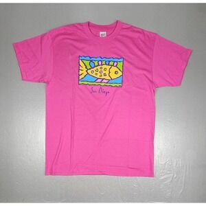 VINTAGE San Diego T-Shirt Adult Size XL Pink 1999 Fish Short Sleeve Graphic